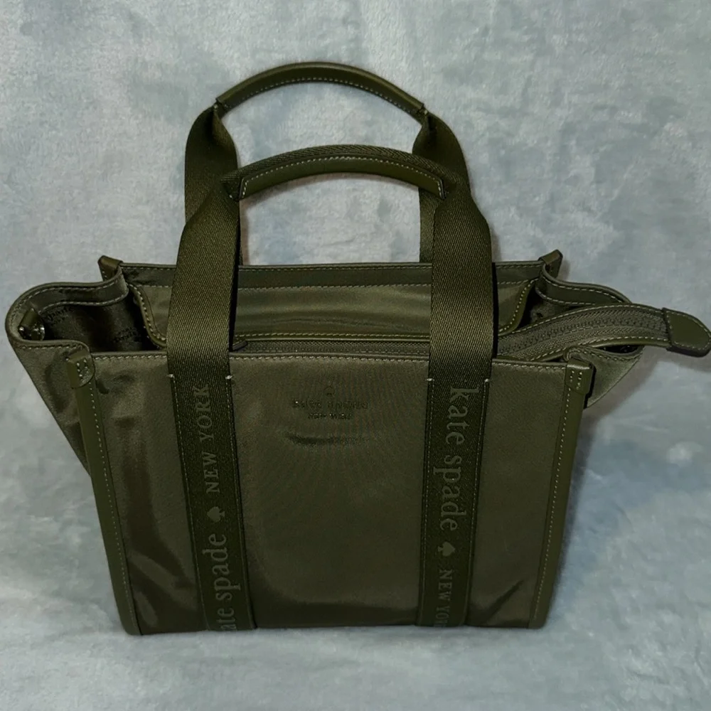 kate spade Green Small Structured Tote with Webbing Details - Picture 14 of 14